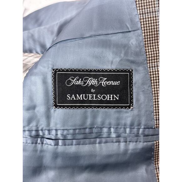 Samuelsohn Sport Coat 42 R Mens Silk Wool Herringbone Check Plaid Jacket - Picture 10 of 11